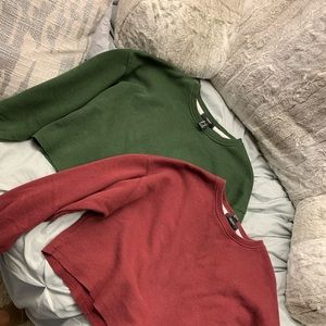 cropped long sleeve crewnecks